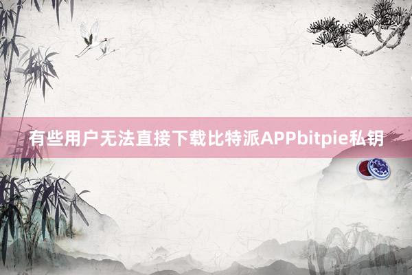 有些用户无法直接下载比特派APPbitpie私钥