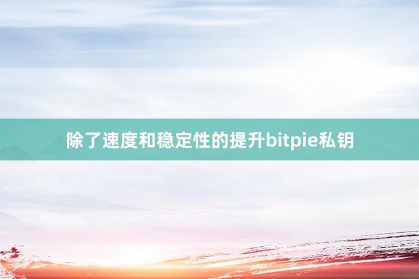 除了速度和稳定性的提升bitpie私钥