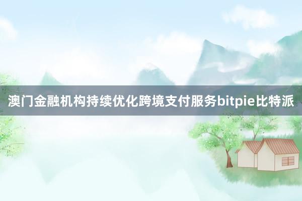 澳门金融机构持续优化跨境支付服务bitpie比特派