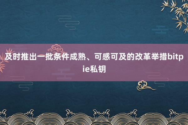 及时推出一批条件成熟、可感可及的改革举措bitpie私钥