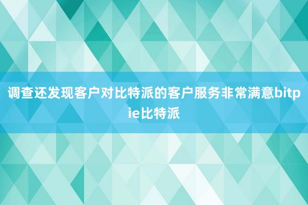 调查还发现客户对比特派的客户服务非常满意bitpie比特派