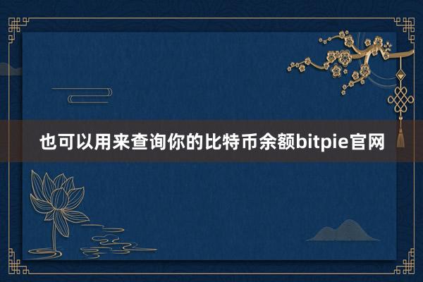 也可以用来查询你的比特币余额bitpie官网