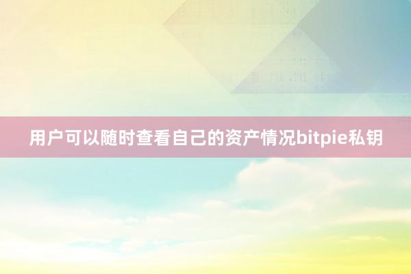 用户可以随时查看自己的资产情况bitpie私钥